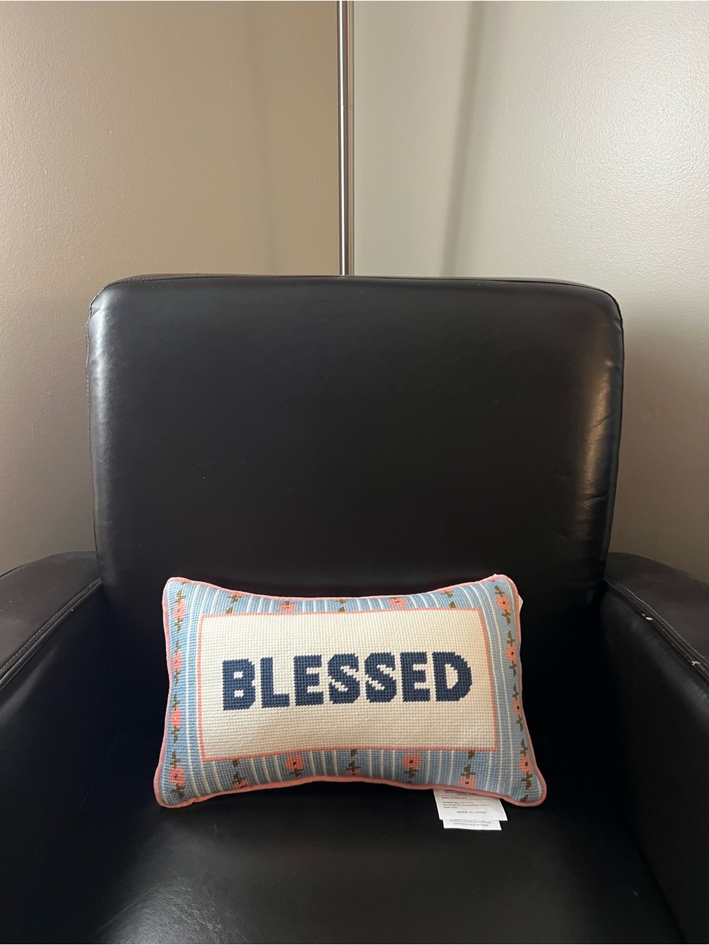 BRAND NEW BLESSED Embroidered Needlepoint Pillow, NWT